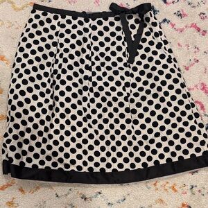 Ann Taylor Black and Cream Polka Dot A-Line Skirt